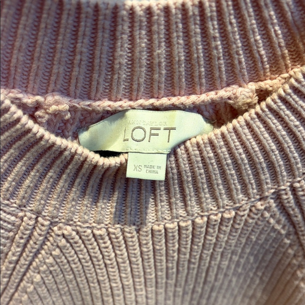 LOFT Blush Ribbed Knit Top - Picture 2 of 2